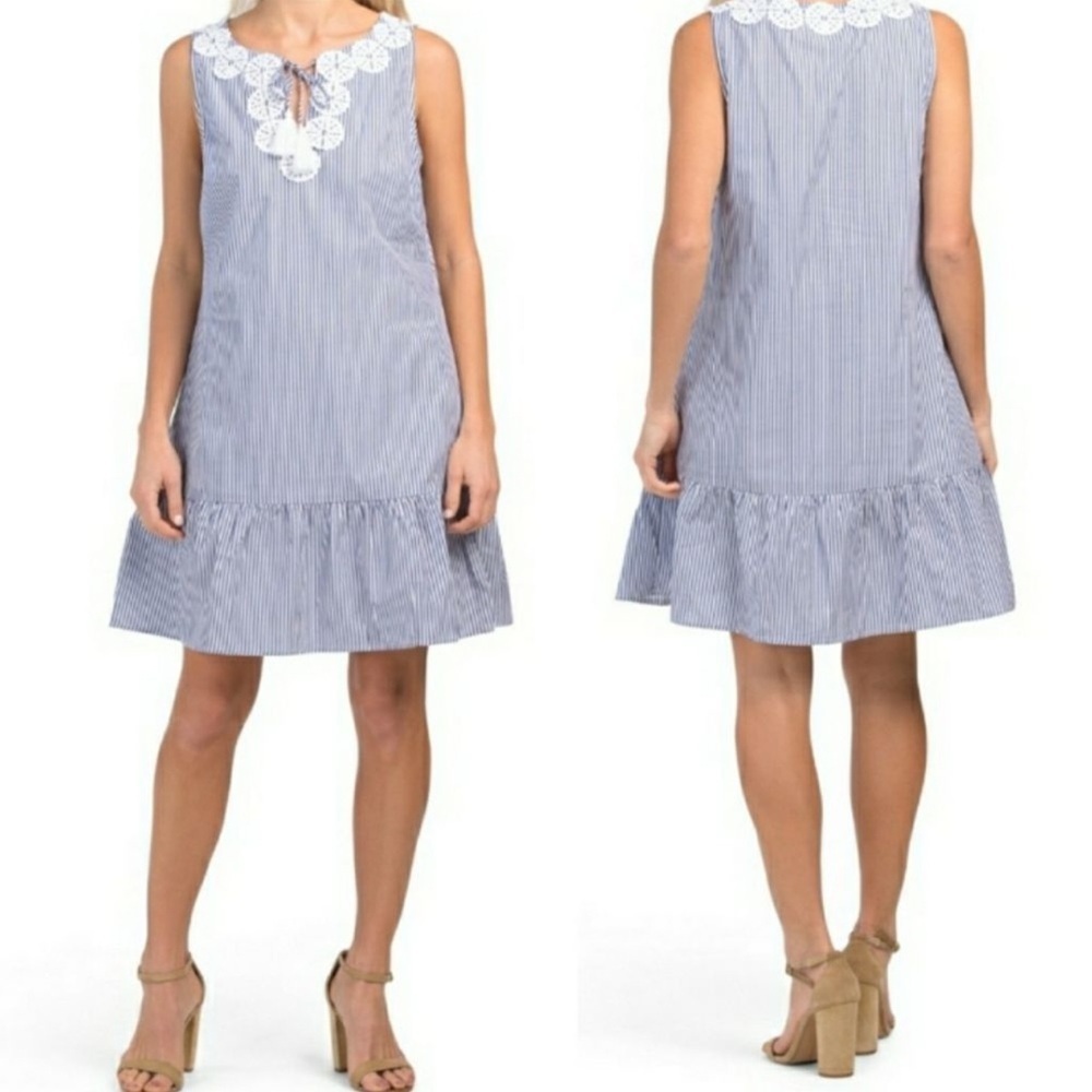 Sail to Sable Blue and White Striped Dress